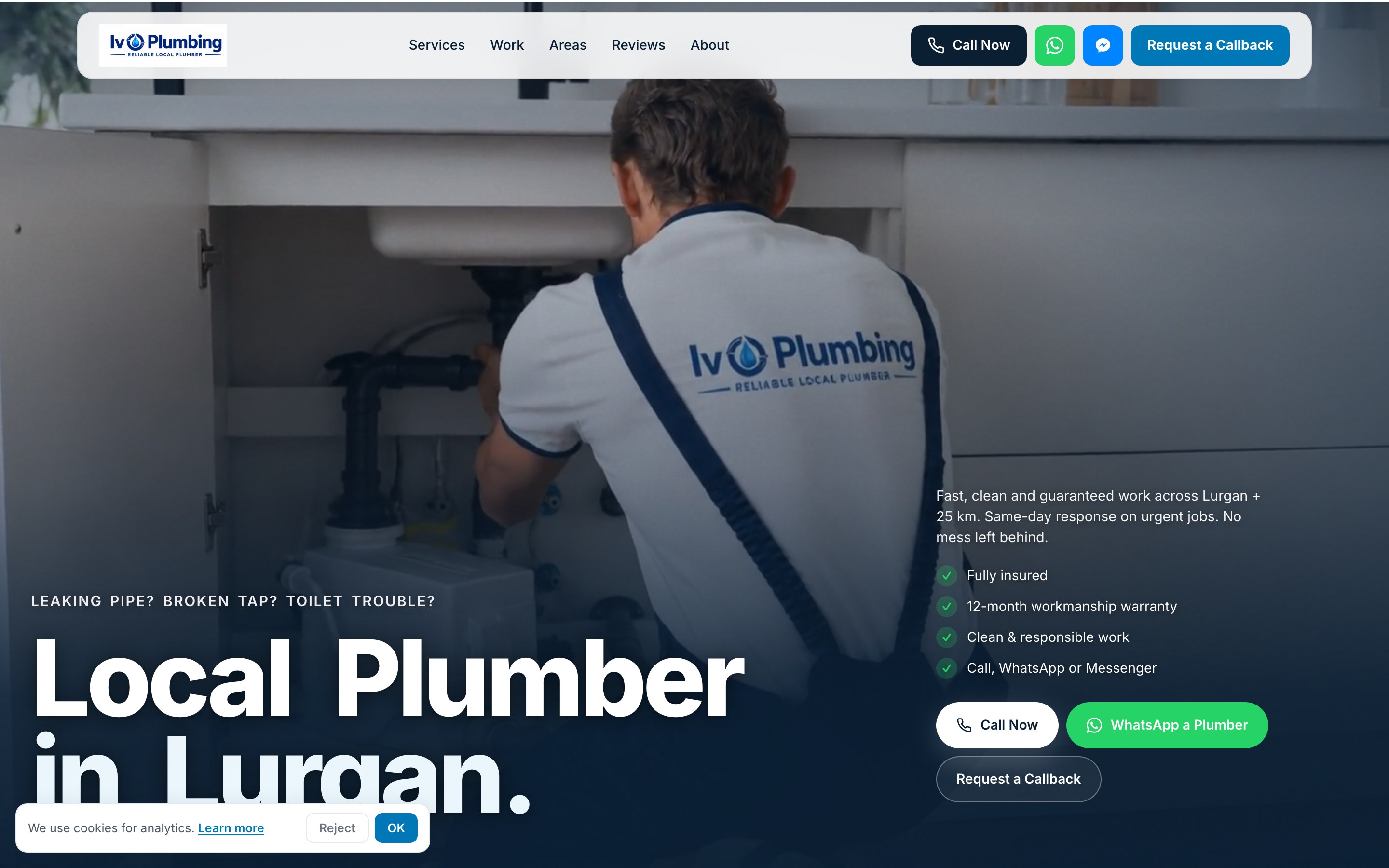 Homepage of ivoplumbing.co.uk